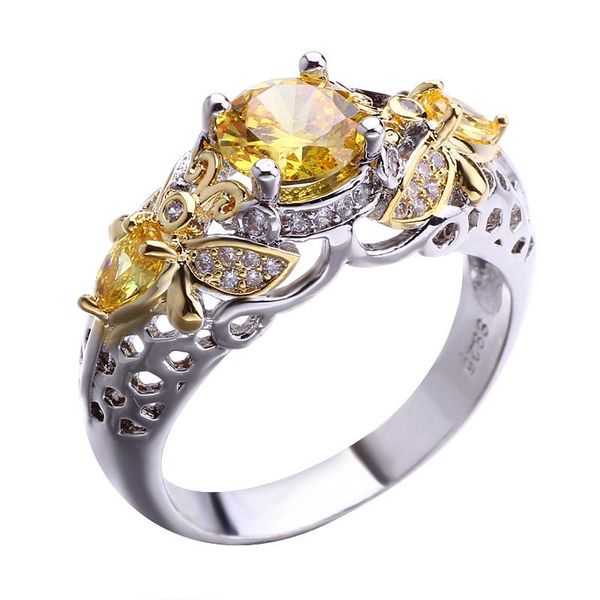 cluster rings 2021 fashion exquisite yellow zircon ring woman shiny butterfly jewelry banquet gift wedding supplies, Golden;silver
cluster rings 2021 fashion exquisite yellow zircon ring woman shiny butterfly jewelry banquet gift wedding supplies, Golden;silver