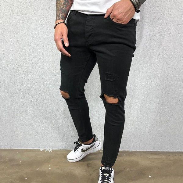 jeans knee hole denim street wear ripped hip-hop men distressed ruined pencil pants slim trousers ruin hip hop for man, Blue
jeans knee hole denim street wear ripped hip-hop men distressed ruined pencil pants slim trousers ruin hip hop for man, Blue