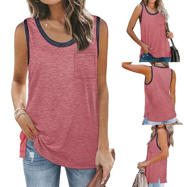 women's t-shirt women's loose-fitting solid color sleeveless vest hit pullover round neck split red, White
women's t-shirt women's loose-fitting solid color sleeveless vest hit pullover round neck split red, White
