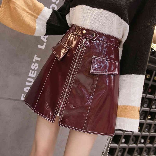 skirts skirts autumn chic slim hip a-line short solid burgundy/beige faux pockets zipper metallic pu leather mini s ku2s, Black
skirts skirts autumn chic slim hip a-line short solid burgundy/beige faux pockets zipper metallic pu leather mini s ku2s, Black