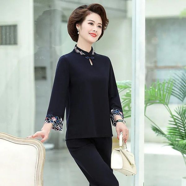vintage single button three quarter sleeve elastic waist pant casual outfits summer two piece women mother plus size set women's pants, White
vintage single button three quarter sleeve elastic waist pant casual outfits summer two piece women mother plus size set women's pants, White