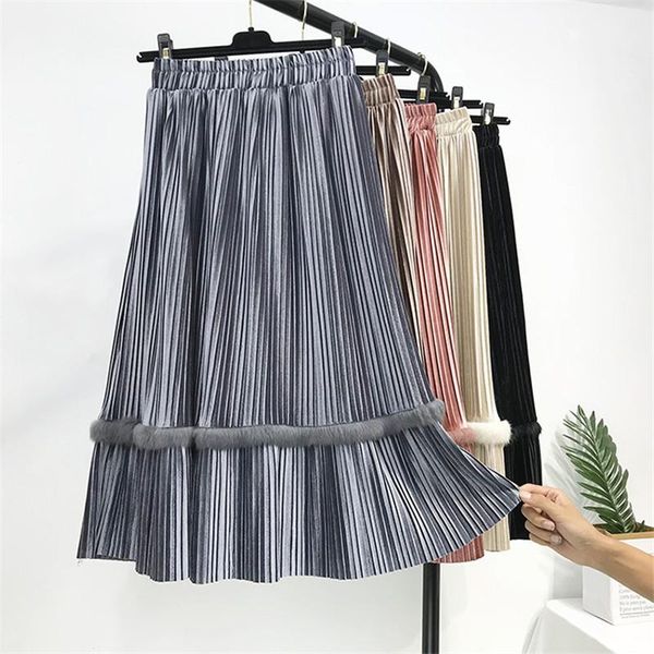 skirts winter korean temperament hair patchwork pleuche pleated elastic velvet boho mid calf long gray coffee, Black
skirts winter korean temperament hair patchwork pleuche pleated elastic velvet boho mid calf long gray coffee, Black