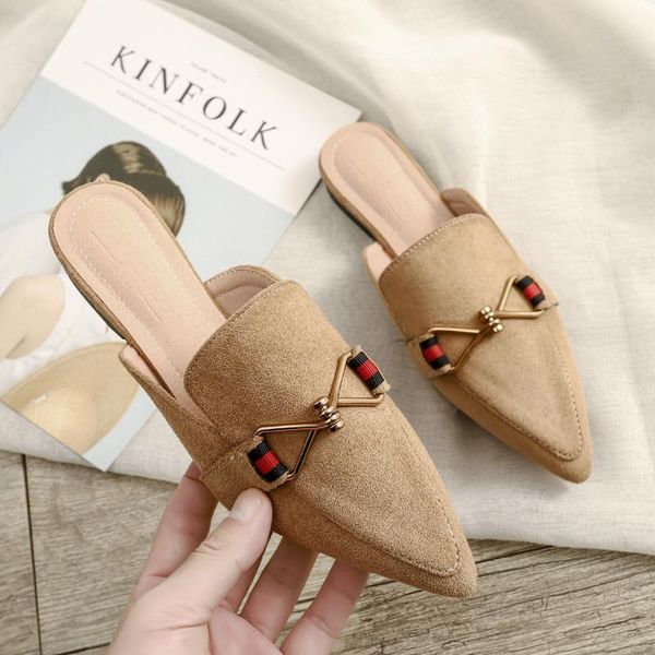 wholesale ladies low heel lazy slippers fashion suede pointed slides women's mules shoes female beach flip flops pumps footwear, Black
wholesale ladies low heel lazy slippers fashion suede pointed slides women's mules shoes female beach flip flops pumps footwear, Black
