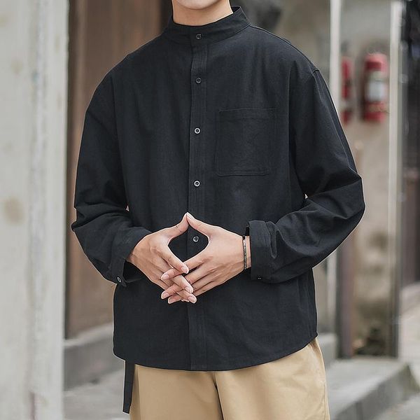 men's casual shirts harajuku long sleeve fashion stand up collar man shirt 2021 solid color male oversized blouses, White;black
men's casual shirts harajuku long sleeve fashion stand up collar man shirt 2021 solid color male oversized blouses, White;black
