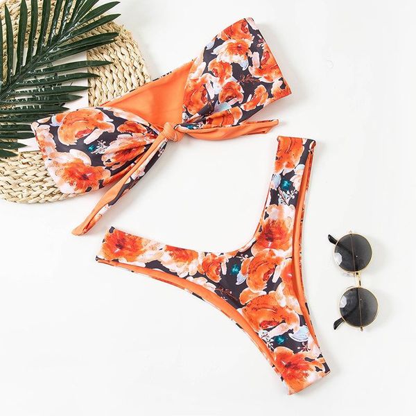 women's swimwear 2021 women strapless bikini sets flower print bowknot tube low waist thong beach pool party 2 pieces bathing suits, White;black
women's swimwear 2021 women strapless bikini sets flower print bowknot tube low waist thong beach pool party 2 pieces bathing suits, White;black