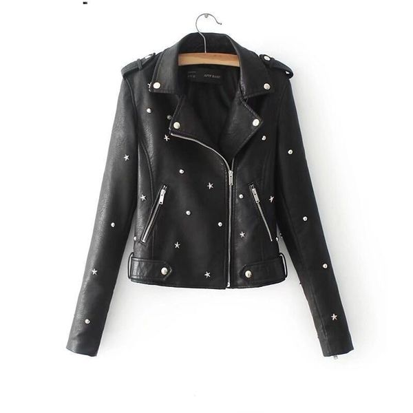 women's leather & faux clothing autumn/winter style jacket european and american rivet locomotive, Black
women's leather & faux clothing autumn/winter style jacket european and american rivet locomotive, Black