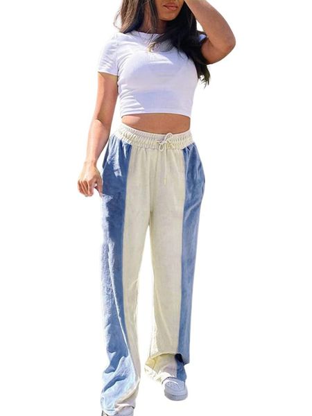 women's pants & capris women plush wide leg elastic waist color block letter embroidery loose, Black;white
women's pants & capris women plush wide leg elastic waist color block letter embroidery loose, Black;white