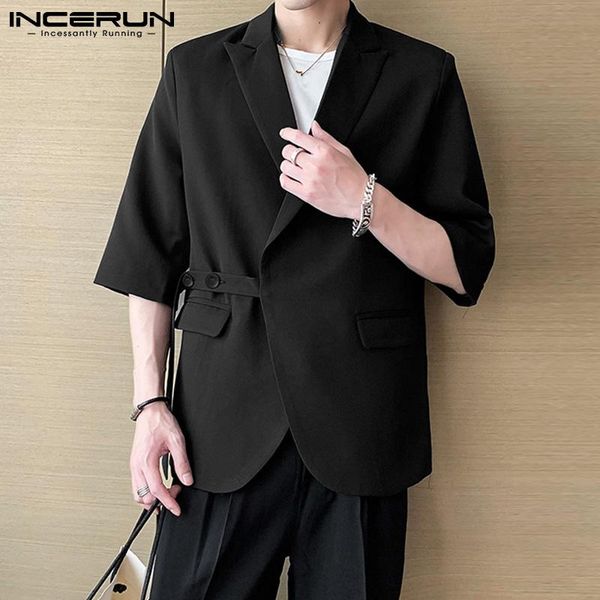 men's suits & blazers incerun fashion men blazer turn down collar solid color 3/4 sleeve 2021 button casual streetwear elegant leisure, White;black
men's suits & blazers incerun fashion men blazer turn down collar solid color 3/4 sleeve 2021 button casual streetwear elegant leisure, White;black