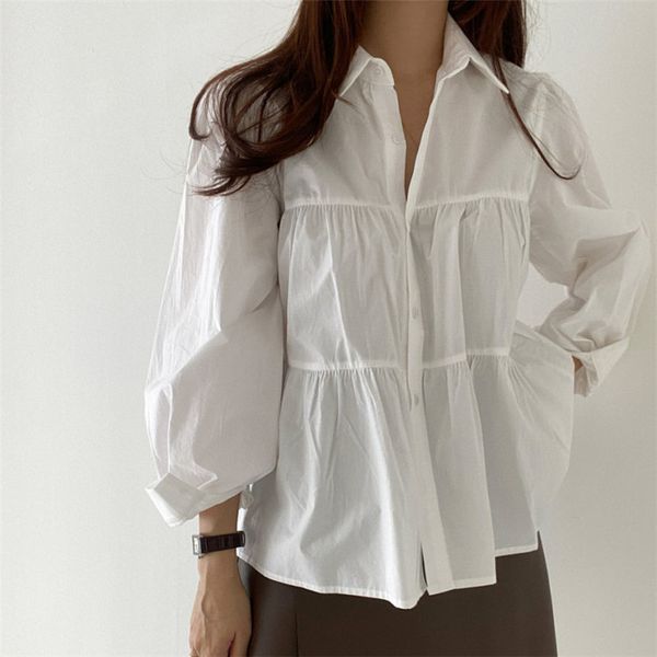loose pleated puff sleeves solid shirts streetwear sweet office lady korean chic all match stylish blouses 210421, White
loose pleated puff sleeves solid shirts streetwear sweet office lady korean chic all match stylish blouses 210421, White