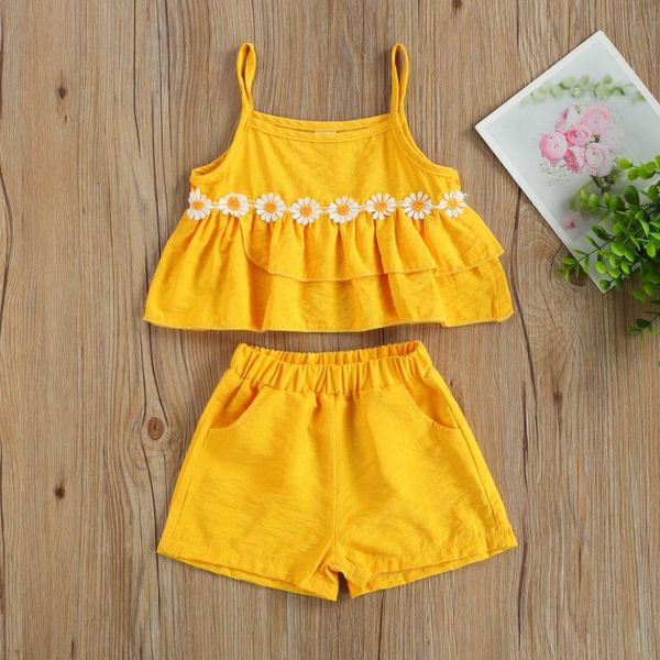 girl\u2021s summer two piece set 2021 fashion little daisy flounce suspender and solid color shorts daily wear clothing sets, White
girl\u2021s summer two piece set 2021 fashion little daisy flounce suspender and solid color shorts daily wear clothing sets, White