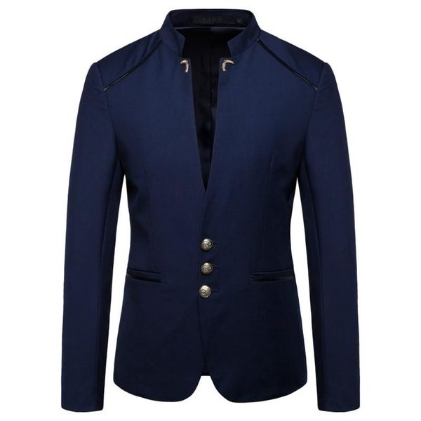 men's suits & blazers 2021 spring fashion button decorative blazer coat chinese style slim fit stand collar solid color suit jacket, White;black
men's suits & blazers 2021 spring fashion button decorative blazer coat chinese style slim fit stand collar solid color suit jacket, White;black