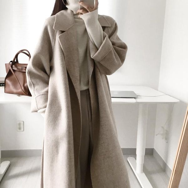 women's wool & blends 2021 ladies winter coat femme female office elegant long with belt pure color sleeve chic, Black
women's wool & blends 2021 ladies winter coat femme female office elegant long with belt pure color sleeve chic, Black