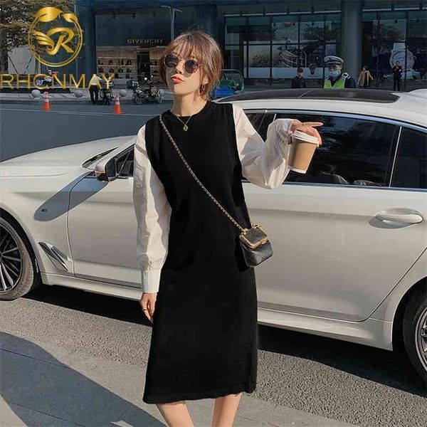 korea autumn and winter casual splicing shirt sleeve long slim knitting frenulum dress medium length style 210520, Black;gray
korea autumn and winter casual splicing shirt sleeve long slim knitting frenulum dress medium length style 210520, Black;gray