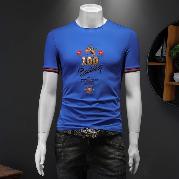 men's short-sleeved t-shirt 2022 new summer trend slim bee embroidery stitching half-sleeve bottoming shirt, White;black
men's short-sleeved t-shirt 2022 new summer trend slim bee embroidery stitching half-sleeve bottoming shirt, White;black