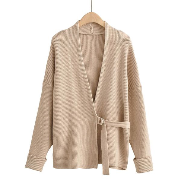 2021 spring knitted cardigan women's v-neck loose and thin irregular sweater, White;black
2021 spring knitted cardigan women's v-neck loose and thin irregular sweater, White;black