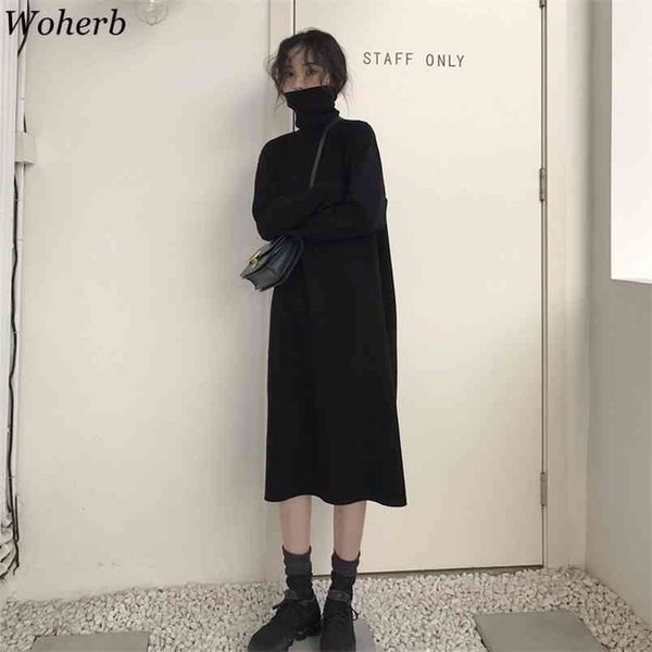 wohreb autumn winter women long knit sweater dress turtleneck sleeve knitted dresses female loose basic robe vestidos 210519, Black;gray
wohreb autumn winter women long knit sweater dress turtleneck sleeve knitted dresses female loose basic robe vestidos 210519, Black;gray