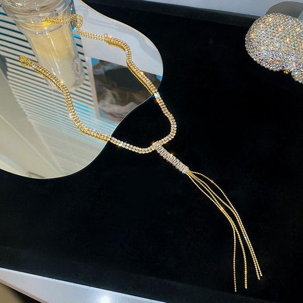 chokers qualities elegant charm long tassel clavicle chain fashion necklaces for women shiny crystal jewelry prom accessories, Golden;silver
chokers qualities elegant charm long tassel clavicle chain fashion necklaces for women shiny crystal jewelry prom accessories, Golden;silver
