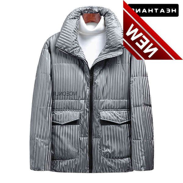 fashion short stand collar men's white duck down jacket winter new casual striped print thickened warm coats, Black
fashion short stand collar men's white duck down jacket winter new casual striped print thickened warm coats, Black