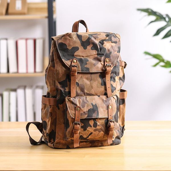 backpack military camouflage waterproof men waxed canvas leather bag rucksack laptop
backpack military camouflage waterproof men waxed canvas leather bag rucksack laptop