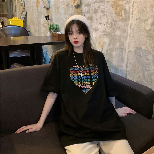 polos ytx271 loose lazy black style short-sleeve love female shirt, White
polos ytx271 loose lazy black style short-sleeve love female shirt, White