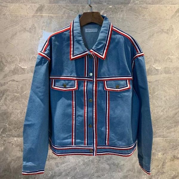 women's jackets 2021 spring fashion net red same blue stripe denim cardigan jacket, Black;brown
women's jackets 2021 spring fashion net red same blue stripe denim cardigan jacket, Black;brown