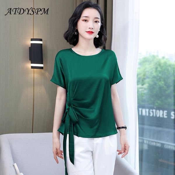women's blouses & shirts summer silk satin blouse loose bow waist large size clothing 2021 slim casual and women, White
women's blouses & shirts summer silk satin blouse loose bow waist large size clothing 2021 slim casual and women, White