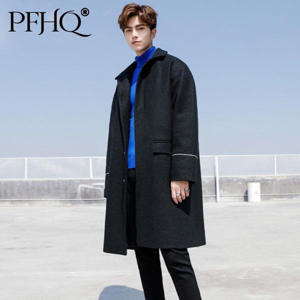 men's wool & blends pfhq 2021 men winter korean style cotton solid color woollen coat buttoned loose casual medium length windbreaker 2, Black
men's wool & blends pfhq 2021 men winter korean style cotton solid color woollen coat buttoned loose casual medium length windbreaker 2, Black