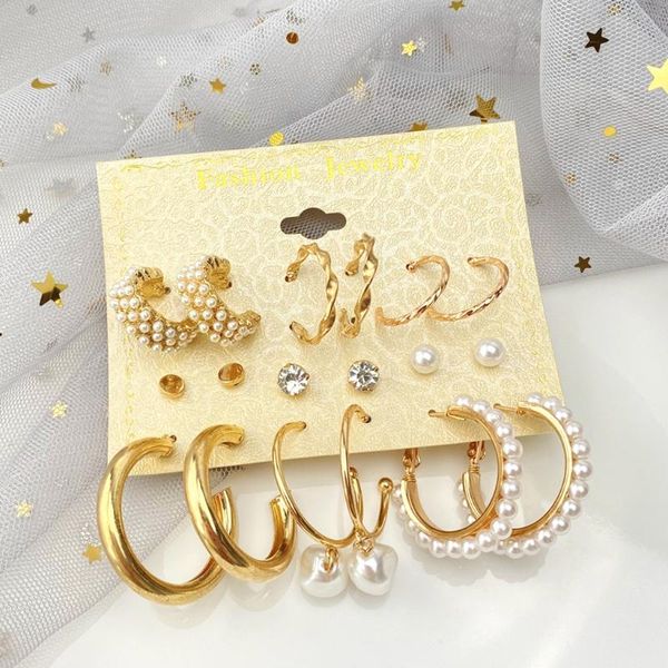 hoop & huggie 2021 jewelry fashion gold pearl earrings set for women vintage metal earings geometric circle drop, Golden;silver
hoop & huggie 2021 jewelry fashion gold pearl earrings set for women vintage metal earings geometric circle drop, Golden;silver