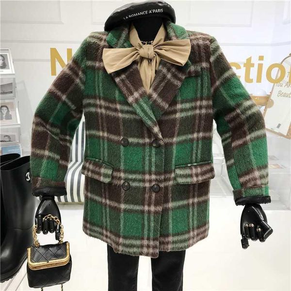 women's wool & blends niche design retro plaid tweed contrast suit 2021 temperament loose versatile double breasted coat, Black
women's wool & blends niche design retro plaid tweed contrast suit 2021 temperament loose versatile double breasted coat, Black