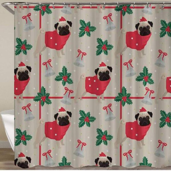 shower curtain,christmas pug bell holly,polyester fabric waterproof bath curtains hooks included - 72 x 72 inches
shower curtain,christmas pug bell holly,polyester fabric waterproof bath curtains hooks included - 72 x 72 inches