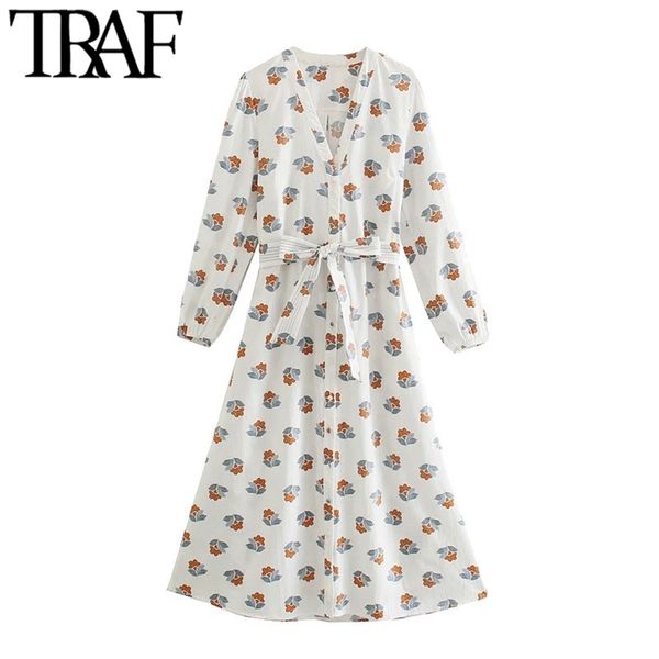 women chic fashion with belt floral print midi dress vintage long sleeve button-up female dresses vestidos mujer 210507, Black;gray
women chic fashion with belt floral print midi dress vintage long sleeve button-up female dresses vestidos mujer 210507, Black;gray