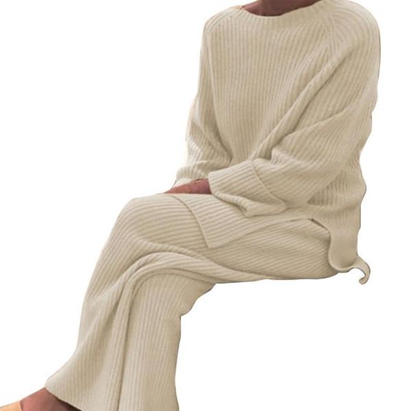 women's two piece pants 1 set suit sweater pullover solid color autumn winter knitting outfit wide leg for women daily wear, White
women's two piece pants 1 set suit sweater pullover solid color autumn winter knitting outfit wide leg for women daily wear, White