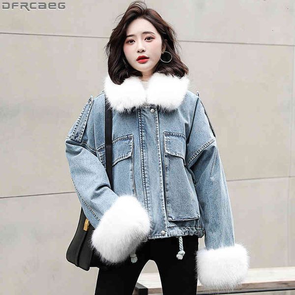 women's jackets fashion harajuku winter coat women big fur warm velvet thick denim jacket pockets loose bomber 5 colors jeans 0vn1, Black;brown
women's jackets fashion harajuku winter coat women big fur warm velvet thick denim jacket pockets loose bomber 5 colors jeans 0vn1, Black;brown