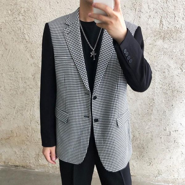 men's suits & blazers mens stylish blazer hombre color matching houndstooth men's autumn winter black prom for slim fit jacket, White;black
men's suits & blazers mens stylish blazer hombre color matching houndstooth men's autumn winter black prom for slim fit jacket, White;black