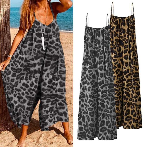 women's jumpsuits & rompers summer women vonda 2021 party overall beach sleeveless leopard palysuits casual pants plus size bottoms, Black;white
women's jumpsuits & rompers summer women vonda 2021 party overall beach sleeveless leopard palysuits casual pants plus size bottoms, Black;white