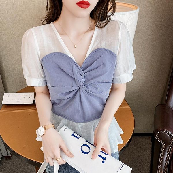 women's t-shirt short sleeve girl summer chiffon v neck tshirt casual shirt loose vintage female, White
women's t-shirt short sleeve girl summer chiffon v neck tshirt casual shirt loose vintage female, White