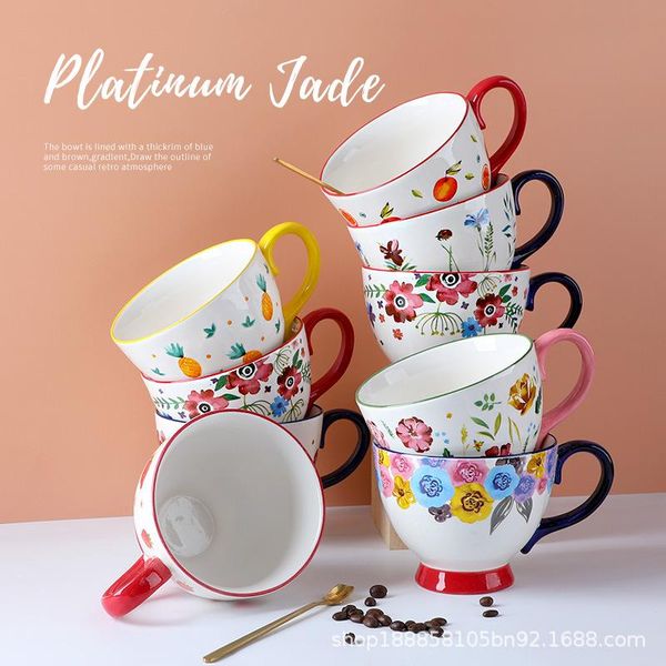 mugs creative ceramic oatmeal cup ins milk breakfast european and american cute large painted mug 
mugs creative ceramic oatmeal cup ins milk breakfast european and american cute large painted mug