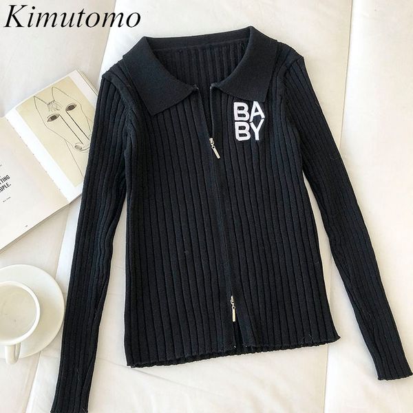 kimutomo knitted zipper cardigan women letter embroidery slim waist turn-down collar long sleeve korea chic casual 210521, White
kimutomo knitted zipper cardigan women letter embroidery slim waist turn-down collar long sleeve korea chic casual 210521, White