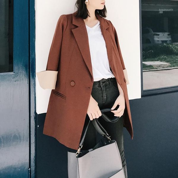 women's suits & blazers 2021 autumn women blazer seven-sleeve informal loose jackets office work ladies fashion casual suit jacket, White;black
women's suits & blazers 2021 autumn women blazer seven-sleeve informal loose jackets office work ladies fashion casual suit jacket, White;black