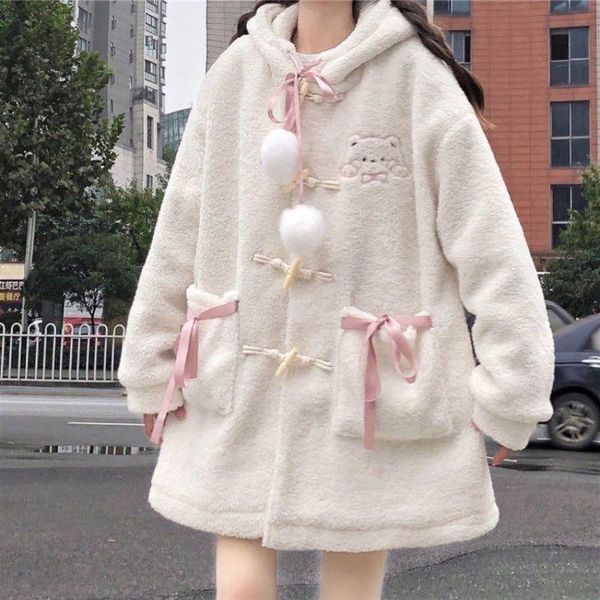 women's jackets lugentolo cute korean coats women winter fashion loose mid-length plush jacket hooded long coat, Black;brown
women's jackets lugentolo cute korean coats women winter fashion loose mid-length plush jacket hooded long coat, Black;brown
