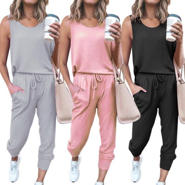 women's jumpsuits & rompers women casual tracksuit summer fashion soild color sleeveless tank drawstring pants 2 pcs sports wear sweats, Black;white
women's jumpsuits & rompers women casual tracksuit summer fashion soild color sleeveless tank drawstring pants 2 pcs sports wear sweats, Black;white