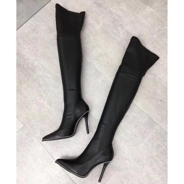 boots overknee elastic woman sharp super high with long, Black 
boots overknee elastic woman sharp super high with long, Black