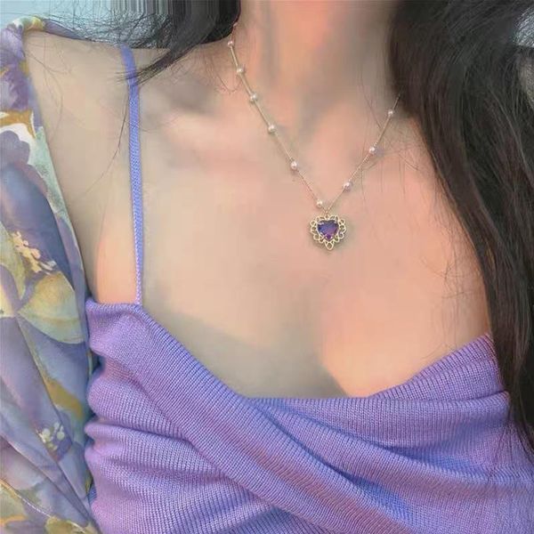 chains pendant clavicle chain pearl necklace for women egirl aesthetic jewelry kpop fairy transparent purple love heart crystal, Silver
chains pendant clavicle chain pearl necklace for women egirl aesthetic jewelry kpop fairy transparent purple love heart crystal, Silver