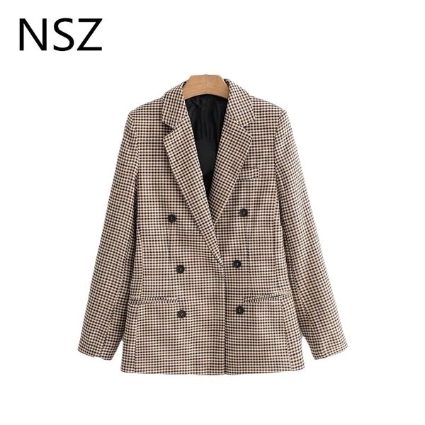 nsz women elegant plaid blazer long sleeve double breasted slim check coat office work lattice suit jacket houndstooth outerwear 210330, White;black
nsz women elegant plaid blazer long sleeve double breasted slim check coat office work lattice suit jacket houndstooth outerwear 210330, White;black