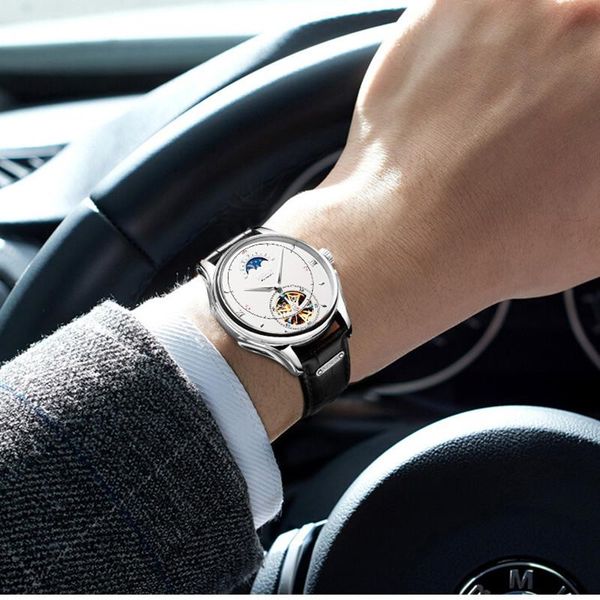 classic tourbillon men elegant dress watches mechanical self-winding moon phase wrist watch 2 hands automatic water proof wristwatches, Slivery;brown
classic tourbillon men elegant dress watches mechanical self-winding moon phase wrist watch 2 hands automatic water proof wristwatches, Slivery;brown