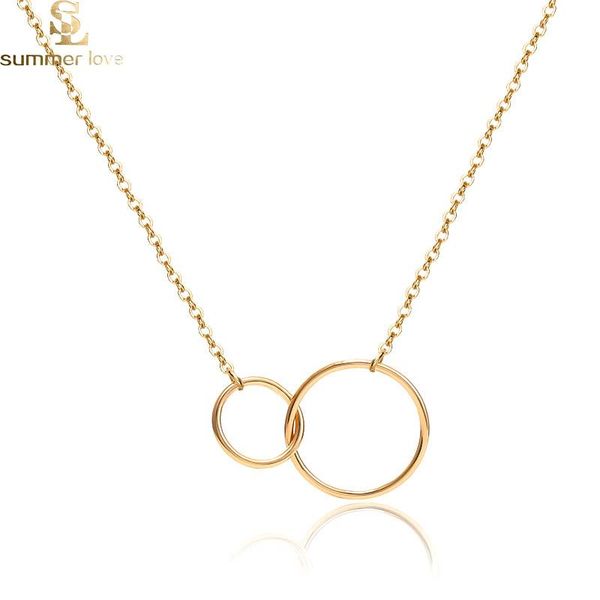 chains simple gold double circle interlocking pendant necklace long chain women accessories copper jewelry drop, Silver
chains simple gold double circle interlocking pendant necklace long chain women accessories copper jewelry drop, Silver