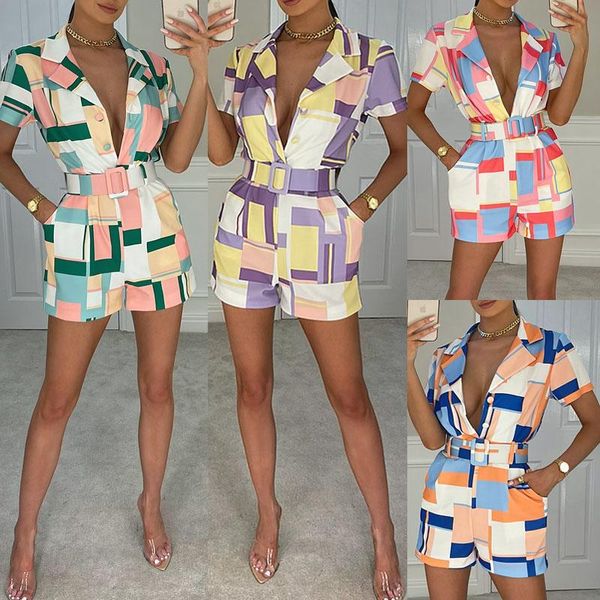 women's t-shirt bodycon tie dye rompers for women short sleeve lapel neck button down color matching self-tie jumpsuit, White
women's t-shirt bodycon tie dye rompers for women short sleeve lapel neck button down color matching self-tie jumpsuit, White