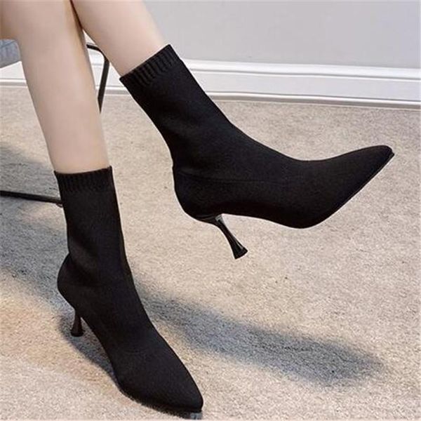 boots 2021 spring autumn sock knitting stretch high heels for women fashion shoes woman ankle booties female, Black
boots 2021 spring autumn sock knitting stretch high heels for women fashion shoes woman ankle booties female, Black