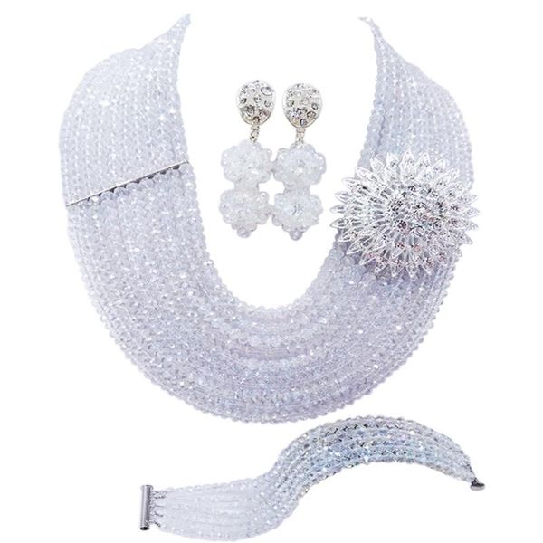 earrings & necklace transparent clear ab african beads jewelry set crystal strand nigerian wedding bridal party sets 10dsk07, Silver
earrings & necklace transparent clear ab african beads jewelry set crystal strand nigerian wedding bridal party sets 10dsk07, Silver