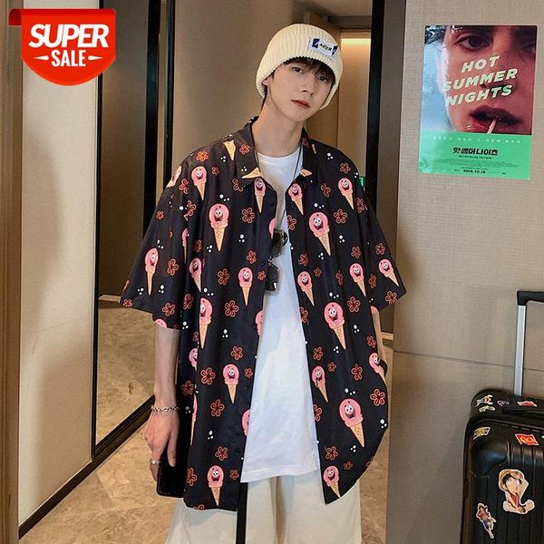 hong kong style trend personality cartoon print short-sleeved shirt men's korean plus size casual #tp25, White;black
hong kong style trend personality cartoon print short-sleeved shirt men's korean plus size casual #tp25, White;black